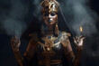 Egyptian goddess on black background. Neural network AI generated art