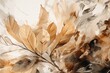 © Ramin - Abstract watercolor painting featuring botanical foliage in earthy tones of beige and brown. Generative AI