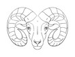 © Salomi art - Aries zodiac sign, line drawing by hand, symbol for astrology, ram head icon for farm. Simple vector sign, illustration isolated on white.
