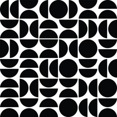 Wall Mural - Geometric circle shape black colored bauhaus style swiss banner pattern.