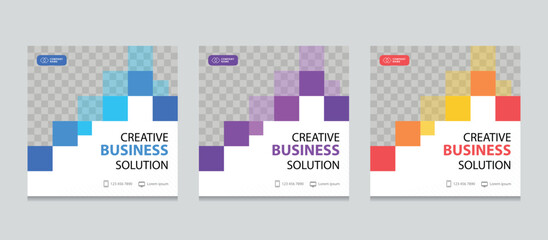 Fototapete - Set of Editable square abstract business web banner design template. background gradients color. Suitable for social media post, instagram story and web ads. with Space to add pictures.

