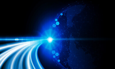 Wall Mural - abstract light out technology background hitech communication concept innovation send for planet ear