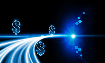 Wall Mural - abstract light out technology dollar up background hitech communication concept innovation send for 