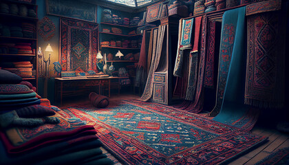 Old carpet shop in eastern bazaar
