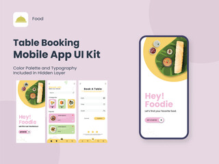 Wall Mural - table booking mobile app ui kit including as sign in, sign up, menu and reserved table details for r