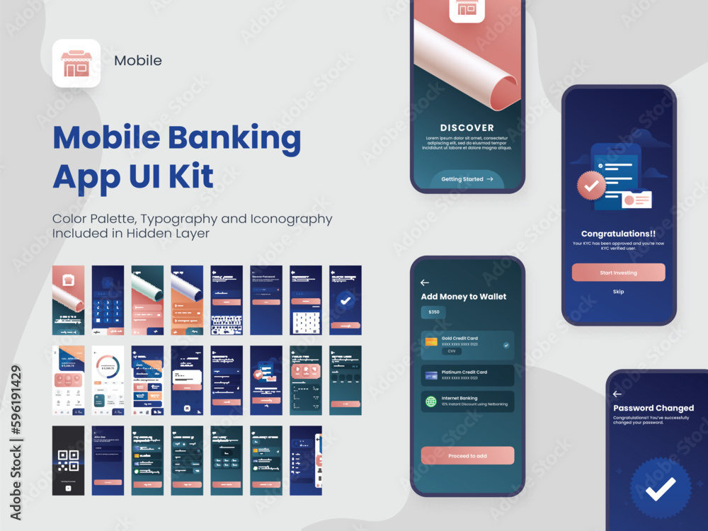 Mobile Banking App UI, UX and GUI Screens Including as Create Account ...
