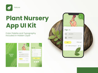 Wall Mural - plant nursery application splash screens including like as sign in, sign up for mobile app and respo
