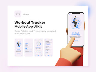 Wall Mural - workout tracker mobile app ui kit including as sign in, sign up, daily process screens for responsiv