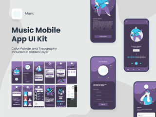 Wall Mural - wireframe ui, ux and gui layout with different login screens including account sign in, sign up, pla