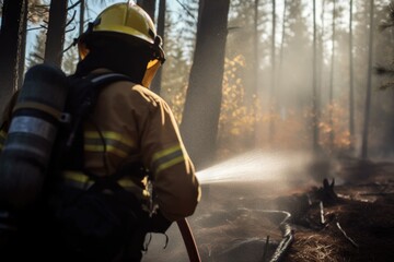 firefighters battling a forest fire. Generative AI