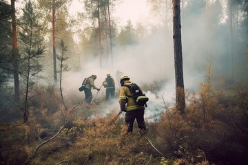 firefighter fighting a forest fire. Generative AI