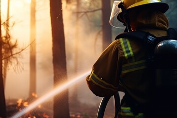firefighters battling a forest fire. Generative AI