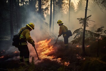 firefighters battling a forest fire. Generative AI