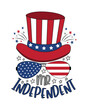 Mr Independent -  typography with uncle sam hat and sunglasses. American national holidays decoration. Happy Indepencence Day!