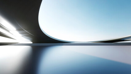 3d render of abstract futuristic architecture with empty concrete floor.