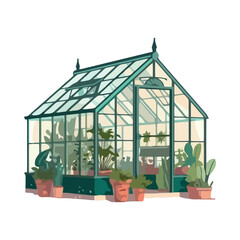 Wall Mural - Greenhouse design with potted plants and flowers