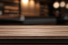 Wooden Table With Blur Backgound