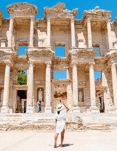 Ephesus Ruins, Turkey, Beautiful Sunny Day Between The Ruins Of Ephesus Turkey