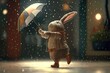 Bunny dancing in the rain