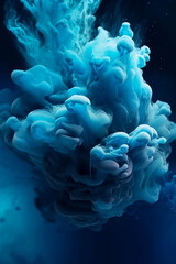 Poster - Blue substance is in the water and it looks like it is floating. Generative AI.