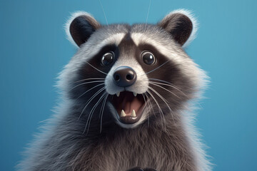 Surprised raccoon. Generative AI.