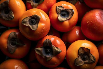 Full frame of fresh Persimmons. Fresh ai generated Persimmons.