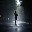 athlete runnerforest trail in the rain