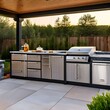 5 An outdoor kitchen with a grill, countertops, and a sink4, Generative AI