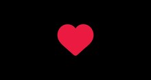 White Heart Icon Transformation Animation From Outline To Red Filled Heart, Post Like On Instagram, Black Screen Background