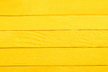 Old yellow wooden background. Wooden textured background. Wooden painted yellow boards are located  horizontal in a row.