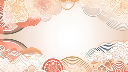 organic asian japanese line wave pattern oriental pattern traditional copy space with white backgrou