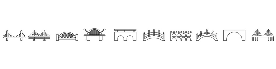 Wall Mural - Bridge icon vector set. Bridge icon, Various bridges illustration symbol collection.