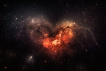 Wall Mural - heart surrounded by galaxies and stars, with view of nebula in the background, created with generati