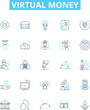 © Nina - Virtual money vector line icons set. Cryptocurrency, E-money, Token, Crypto, Fiatcoin, Digitalcash, Paycoin illustration outline concept symbols and signs