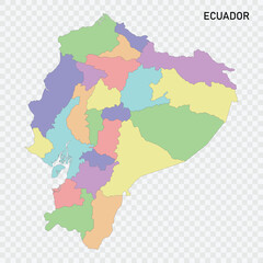  Isolated colored map of Ecuador with borders