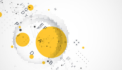Wall Mural - halftone science background with connecting dots and lines.