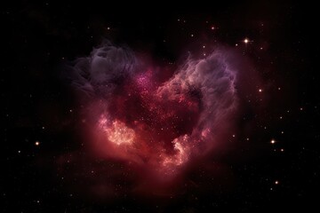 Wall Mural - heart-shaped nebula with twinkling stars in the background, created with generative ai