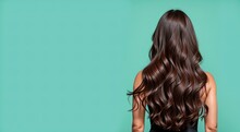 Woman With Beautiful Hair Back View Banner Generative AI