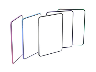 Wall Mural - Five tablets with blank displays on transparent background