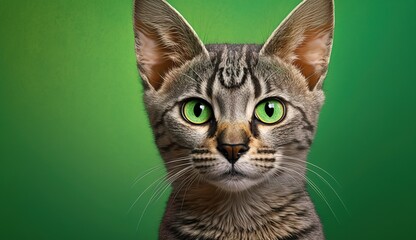 Wall Mural - Close-up of a green screen with a vertical picture of a madagascar cat Generative AI