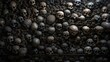 catacomb wall, hundreds of black skulls and bones, high resolution texture. generative AI