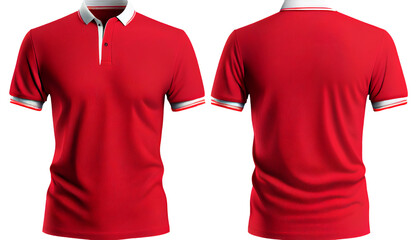 Polo shirt short Sleeve print mockup,  3d render, Red color Front and back, copy space, Generative AI