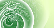 Abstract Green Fractal Art Background With Copy Space.