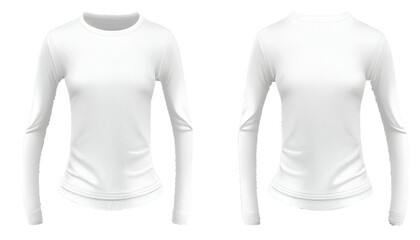 Wall Mural - Swea tshirt Long-sleeve Round neck Rib cuff and hem print mockup,  3d render, White color Front and back, copy space, Generative AI