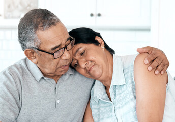 Poster - Ill always have a shoulder for you to lean on. Shot of a senior couple looking unhappy at home.