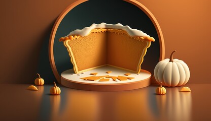 Wall Mural - pumpkin pie with blank copy area for thanksgiving generative ai