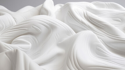 there is a white sculpture of a wave of fabric on a table. Generative Ai