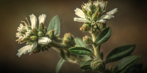 Canvas Print - Natural setting with Stevia blossoms Generative AI