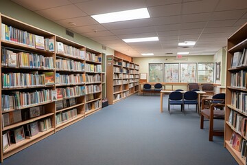 Wall Mural - school library with bookshelves filled with reading materials for students and faculty, created with generative ai