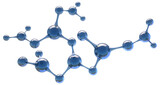 Molecule 3D illustration. Abstract atom structure. Science, education, research, innovation